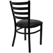 Load image into Gallery viewer, Black Metal Dining Chair with Slatted Back and Vinyl Seat