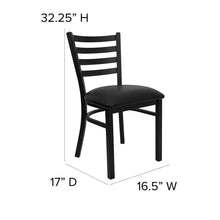 Load image into Gallery viewer, Black Metal Dining Chair with Slatted Back and Vinyl Seat