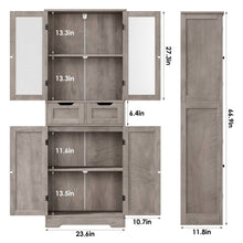Load image into Gallery viewer, Farmhouse Bathroom Linen Cabinet with Storage Drawers in Grey Taupe Wood Finish