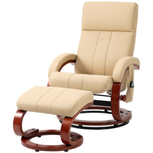 Load image into Gallery viewer, Adjustable Beige Faux Leather Electric Remote Massage Recliner Chair w/ Ottoman