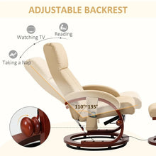 Load image into Gallery viewer, Adjustable Beige Faux Leather Electric Remote Massage Recliner Chair w/ Ottoman