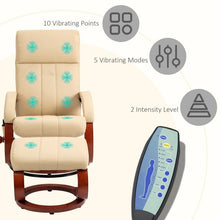Load image into Gallery viewer, Adjustable Beige Faux Leather Electric Remote Massage Recliner Chair w/ Ottoman