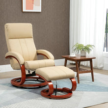 Load image into Gallery viewer, Adjustable Beige Faux Leather Electric Remote Massage Recliner Chair w/ Ottoman