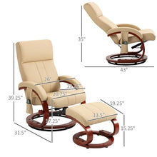 Load image into Gallery viewer, Adjustable Beige Faux Leather Electric Remote Massage Recliner Chair w/ Ottoman