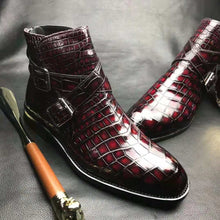 Load image into Gallery viewer, Crocodile Ankle Boots Handmade Dress Shoes Men's