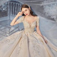 Load image into Gallery viewer, Luxury Ivory Wedding Dress with Scoop Neck EDL764