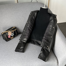 Load image into Gallery viewer, Black Sheepskin Leather Jacket Women's