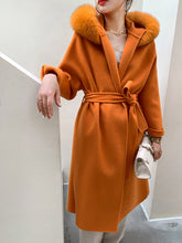 Load image into Gallery viewer, Cashmere Coat Fox fur Collar Women's