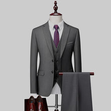 Load image into Gallery viewer, 3 Piece Suit Jacket Pants &amp; Vest Business Formal Men's