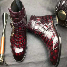 Load image into Gallery viewer, Crocodile Ankle Boots Handmade Dress Shoes Men's