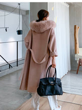 Load image into Gallery viewer, Cashmere Coat Fox fur Collar Women's