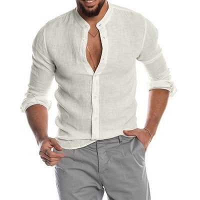 Cotton Linen Shirt Short Sleeve Casual Men's