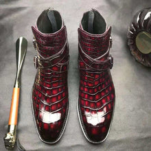 Load image into Gallery viewer, Crocodile Ankle Boots Handmade Dress Shoes Men's