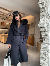 Load image into Gallery viewer, Cashmere Coat Fox fur Collar Women's
