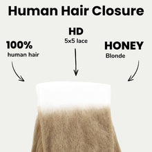 Load image into Gallery viewer, Honey Blonde Body Wave 5x5 HD Lace Human Hair Closure