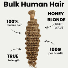 Load image into Gallery viewer, Honey Blonde Deep Wave 27 Bulk 100% Human Braiding Hair