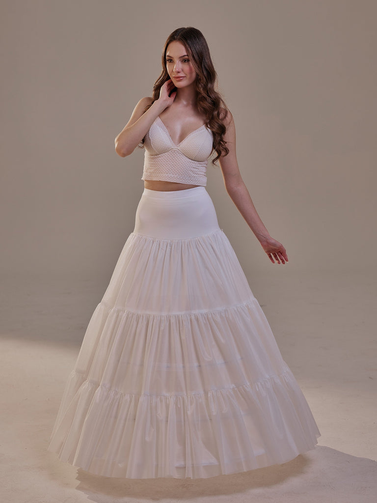 Hoop Petticoat Skirt with Two Layers and Corsage , Crinoline Petticoat with Concealed Hoops , Bridal Slip for Volume & Elegance