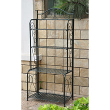 Load image into Gallery viewer, Indoor / Outdoor Folding Iron 4-Shelf Bakers Rack in Bronze with Lattice Shelves