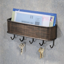 Load image into Gallery viewer, Wall Mount Mail Holder with Key Hooks