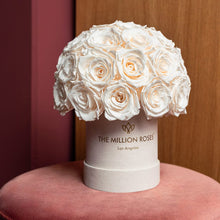Load image into Gallery viewer, Essence Beige Suede Superdome Box | White Roses