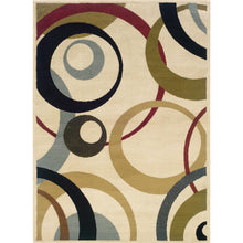 Load image into Gallery viewer, Beige Olive Sea Foam Multi-Color Geometric Circles Area Rug (5' x 7'3)