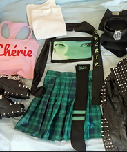 Load image into Gallery viewer, Black &amp; Green Top &amp; Skirt Set