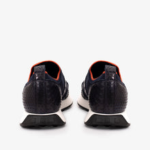 Load image into Gallery viewer, The Aslan Navy Knitted &amp; Leather Men Sneaker