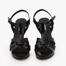 Load image into Gallery viewer, The Parisian Black Patent Leather T-Strap Platform Heel Women Sandal