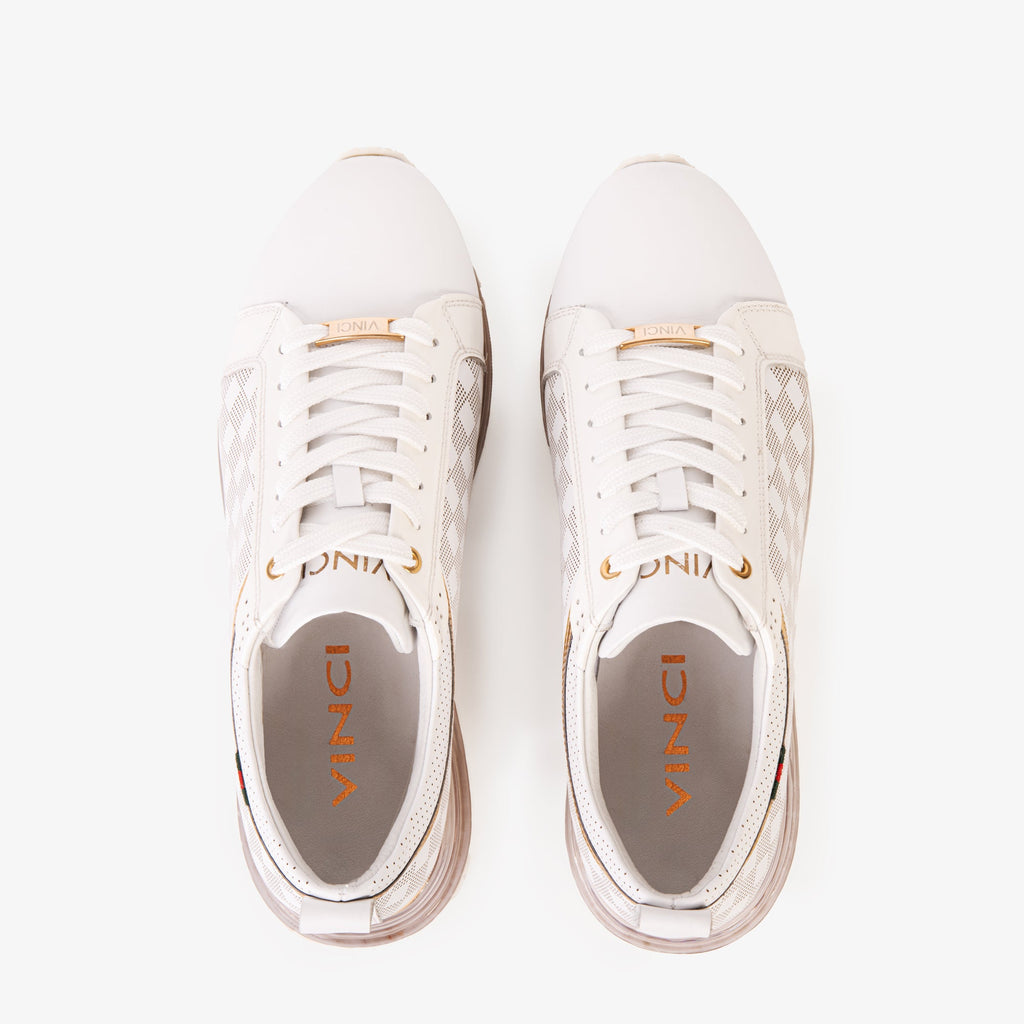 The Cenova White & Gold Leather Men Sneaker
