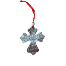Load image into Gallery viewer, Steel Flower Cross Ornament
