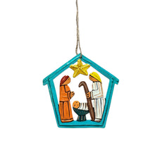 Load image into Gallery viewer, Painted Nativity Ornament- Turquoise