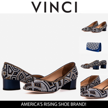 Load image into Gallery viewer, The Nampula Navy Crystal-Embellished Leather Women Pump