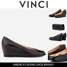 Load image into Gallery viewer, The Selene Black Leather Wedge Heel Women Shoe