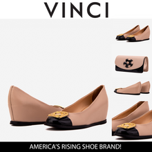 Load image into Gallery viewer, The Selene Beige &amp; Black Leather Wedge Heel Women Shoe