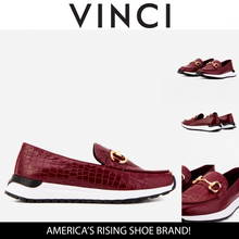 Load image into Gallery viewer, The Milan Burgundy Croc-Embossed Patent Leather Women Sneaker
