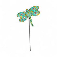 Load image into Gallery viewer, Turquoise Floral Dragonfly Garden Stake