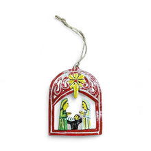 Load image into Gallery viewer, Arched Nativity Ornament- Red