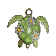 Load image into Gallery viewer, Sea Turtle Oil Drum Top with Flowers- Green