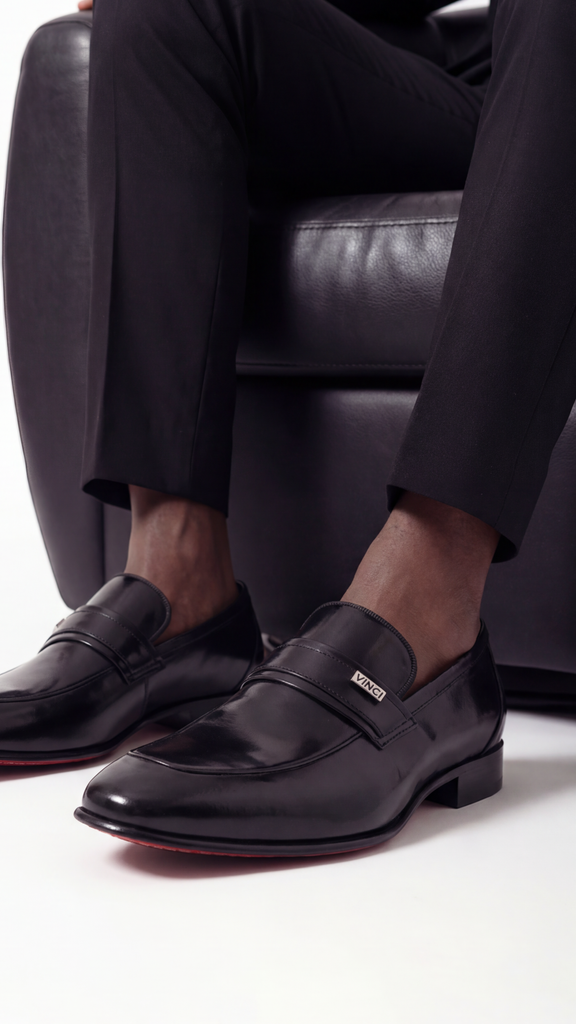 The Ashford Black Baby Buffalo Leather Loafer Men Shoe