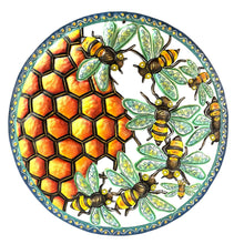 Load image into Gallery viewer, Painted Honeycomb Bee Round