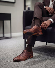 Load image into Gallery viewer, The Varenne Tan Pythn Leather Oxford Men Shoe