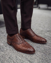 Load image into Gallery viewer, The Varenne Tan Pythn Leather Oxford Men Shoe
