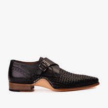 Load image into Gallery viewer, The Rolls  Woven Black Leather Single Monk Strap  Handmade Men Shoe