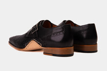 Load image into Gallery viewer, The Rolls  Woven Black Leather Single Monk Strap  Handmade Men Shoe