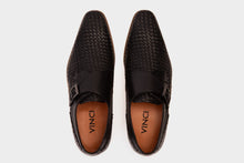 Load image into Gallery viewer, The Rolls  Woven Black Leather Single Monk Strap  Handmade Men Shoe