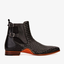 Load image into Gallery viewer, The Rolls Boot Woven Black Leather Double Monk Strap Handmade Men Shoe