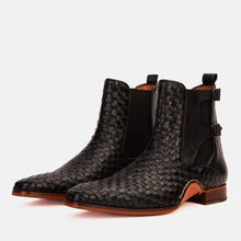 Load image into Gallery viewer, The Rolls Boot Woven Black Leather Double Monk Strap Handmade Men Shoe