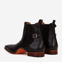 Load image into Gallery viewer, The Rolls Boot Woven Black Leather Double Monk Strap Handmade Men Shoe