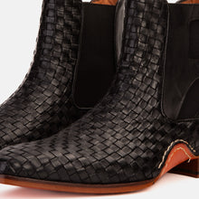 Load image into Gallery viewer, The Rolls Boot Woven Black Leather Double Monk Strap Handmade Men Shoe