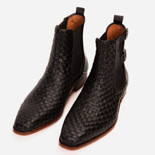 Load image into Gallery viewer, The Rolls Boot Woven Black Leather Double Monk Strap Handmade Men Shoe